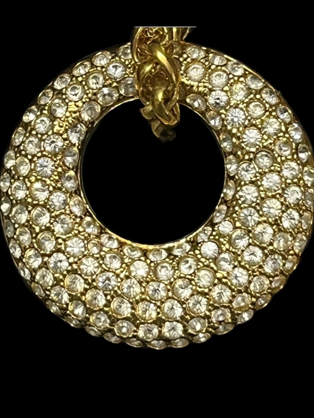 Eternity Pave crystal cz circle pendant necklace slide omega chain gold Macy’s